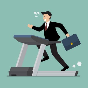 59191463 - businesswoman running on a treadmill. business concept